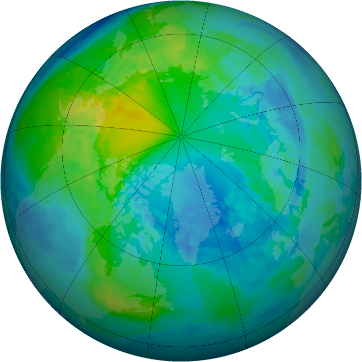 Arctic ozone map for 19 October 2003